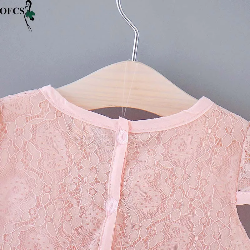 

Elegant Flower Girls Dress Wedding Party Princess Dress Casual Kids Baby Girl Lace Short Sleeve Tulle Dresses Children Vestidos