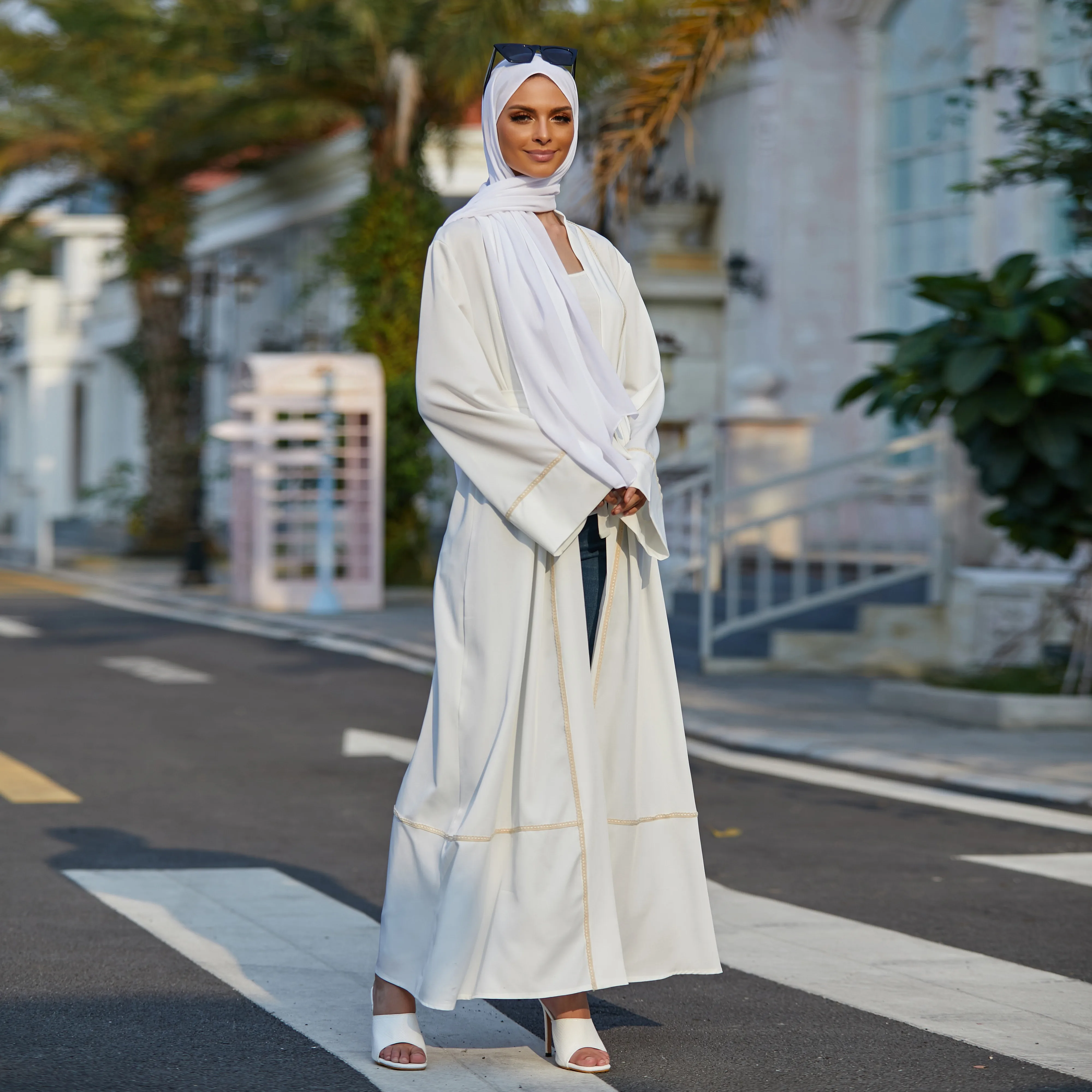 

Ramadan Eid 2021 Muslim Women Open Abaya Kimono Cardigan Coat Duster Dubai Turkey Arab Islamic Modest Outwear Kaftan Hijab Dress