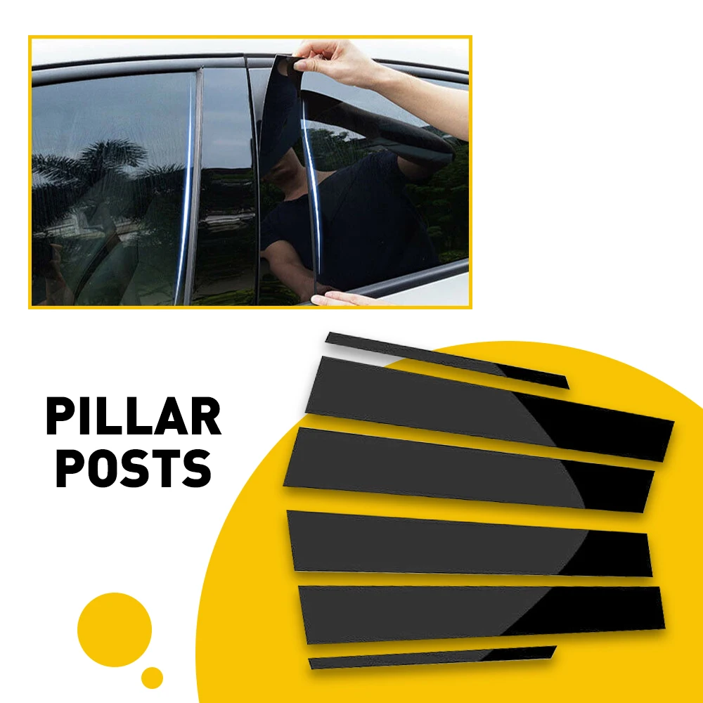 

6Pcs Car Black Pillar Posts Set Door Trim Cover Kit For Toyota Corolla 2018 2017 2016 2015 2014 Auto Styling Accessories