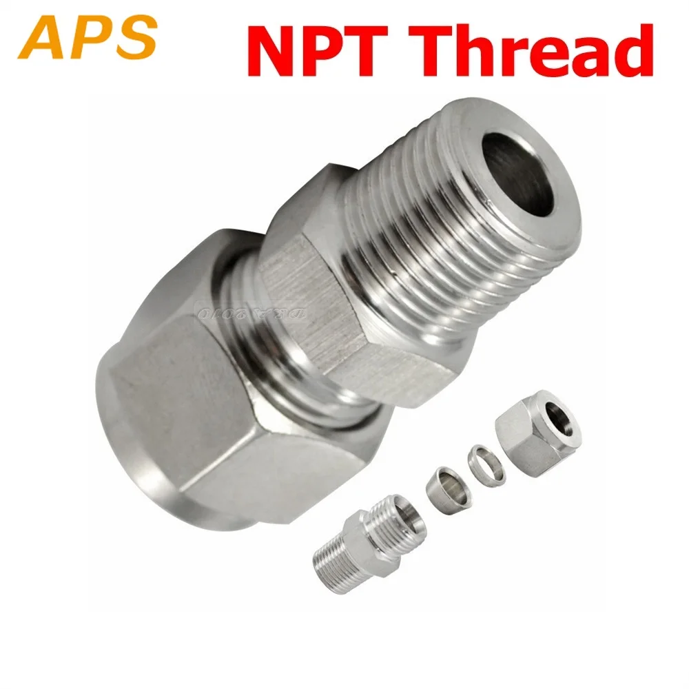 2 шт. нержавеющая сталь 304 1/8 &quotNPT x 10 мм двойной наконечник Компрессионный фитинг