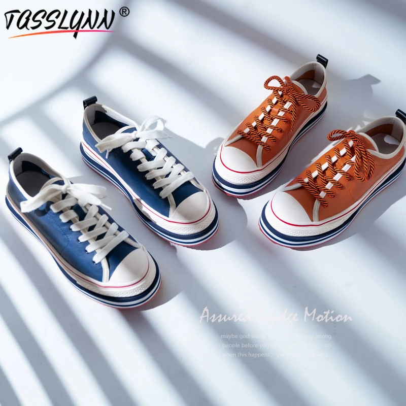

TASSLYNN 2021 Shoes for Women Sneakers Genuine Leather Lace-Up Platform Luxery Shoes Women Spring/Autumn Woman Vulcanize Shoes