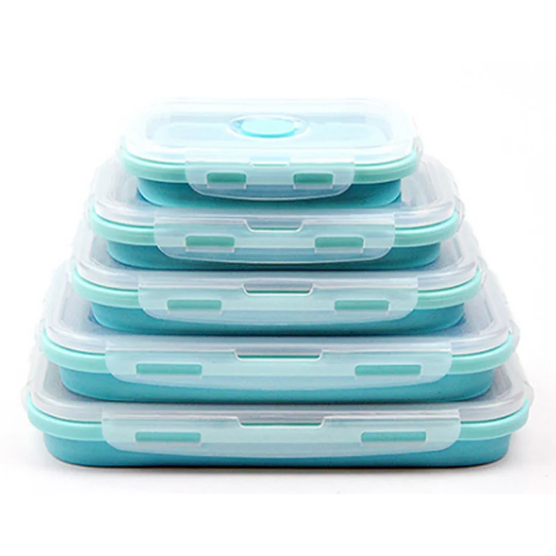 

3/4PCS Set Foldable Silicone Food Fruit Salad Storage Food Container Dinnerware Conveniently Lunch Box