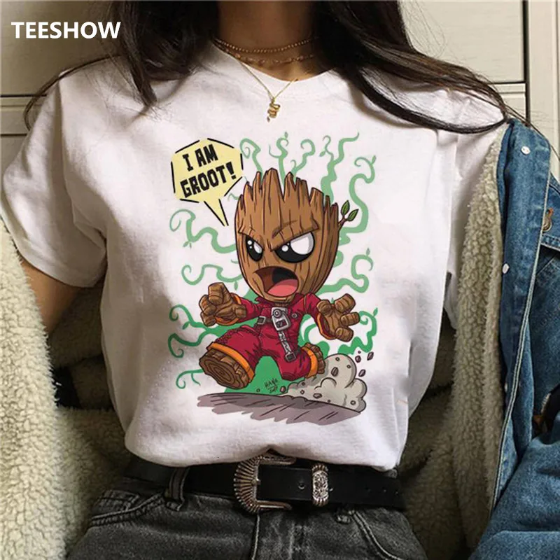 

2020 New T-shirt Cute Bady Groot Printed Tops casual women Tshirt Tee Funny Fashion Vogue Cartoon Anime T Shirt Harajuku Cropped