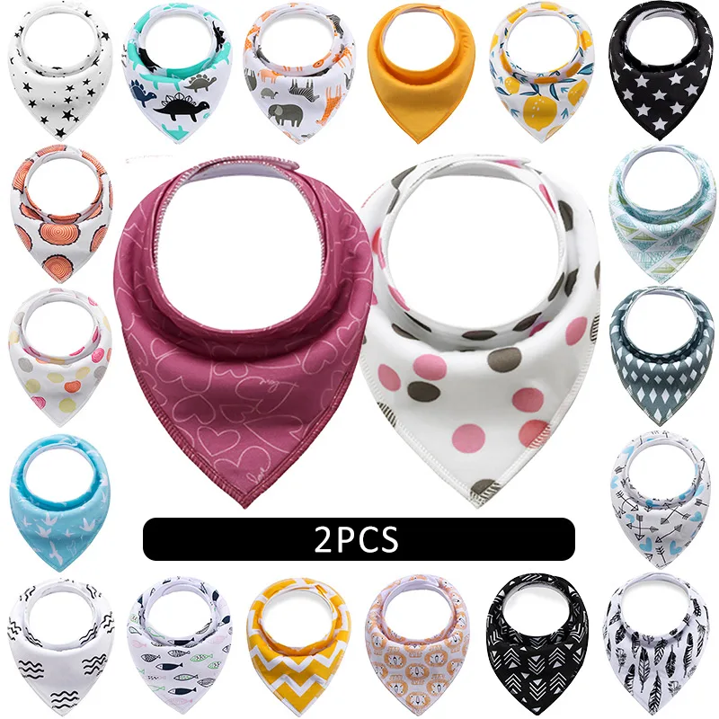 Хлопковые треугольные нагрудники для младенцев 2 шт./лот мальчиков и девочек