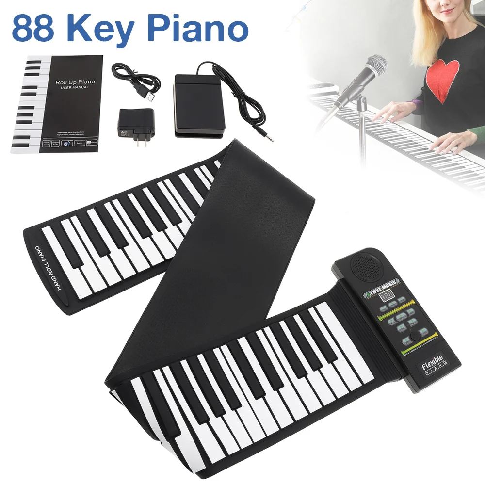 88 клавиш 28 тонов 100 ритмов электронное гибкое рулонное пианино USB и MIDI порт с