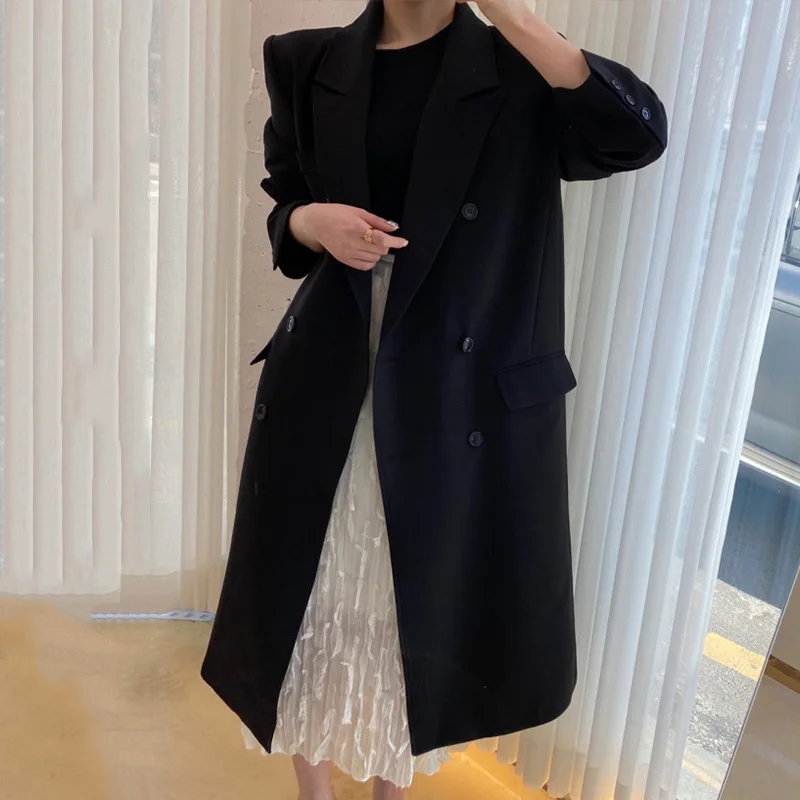 Корейский Кардиган пальто осень и зима костюм с французским лацканом двубортный