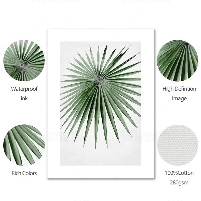 

Nordic Green Canvas Painting Abstract Line Posters Jungle Palm Leaf Printing Picture Wall Art Home Decoration for Living Room