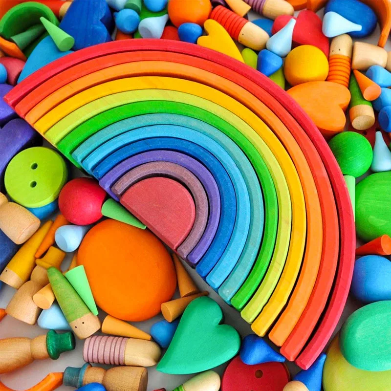 Детский игровой набор Монтессори и Вальдорф радужные деревянные игрушки