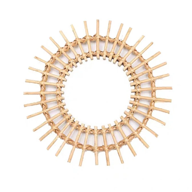 

Rattan Innovative Art Decoration Round Makeup Mirror Dressing Bathroom Wall Hang