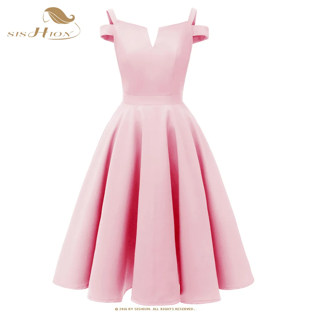 

SISHION autumn dark green retro vintage evening party dress elegant v-neck spaghetti strap dress large swing SP0456