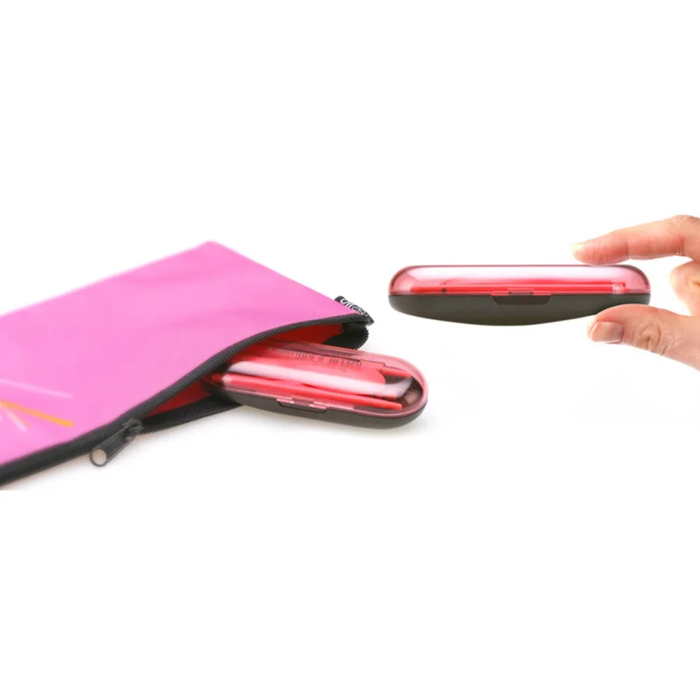 A Set ABS outdoor travel picnic portable tableware folding chopsticks spoon fork with storage box |