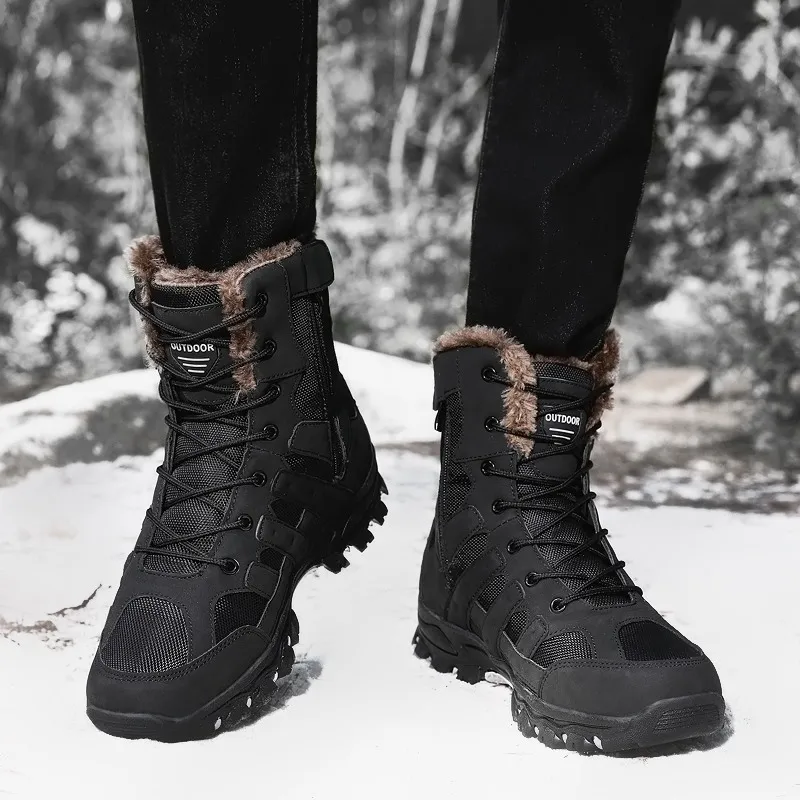 Мужские зимние ботинки, водонепроницаемые кожаные кроссовки, очень теплые мужские ботинки, уличные мужские походные ботинки, Рабочая обувь