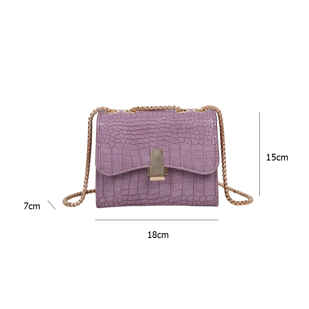 

Alligator Pattern Women Shoulder Bag PU Leather Chain Small Flap Crossbody Bags Solid Female Daily Fashion Travel Phone Pouch