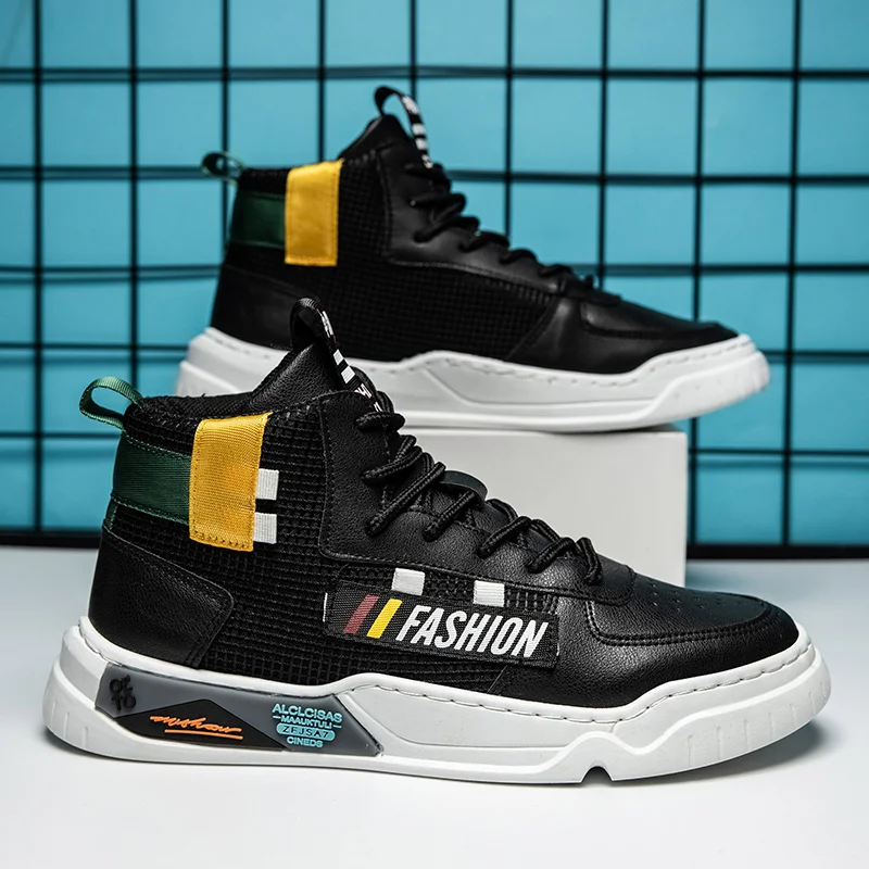 

Fashion Men Shoes Brand Men Casual Shoes Krasovki PU Man Sneakers Sapatos Masculino High-top Sport Footwears Dropshiopping 39-44