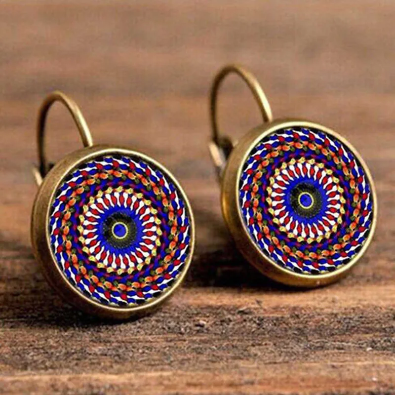 6 FSUNION Boho Цветочные Висячие серьги для женщин винтажные ювелирные изделия геометрический узор круглые серьги Bijoux boucles d'oreuilles bohemia - Окраска металла: 6