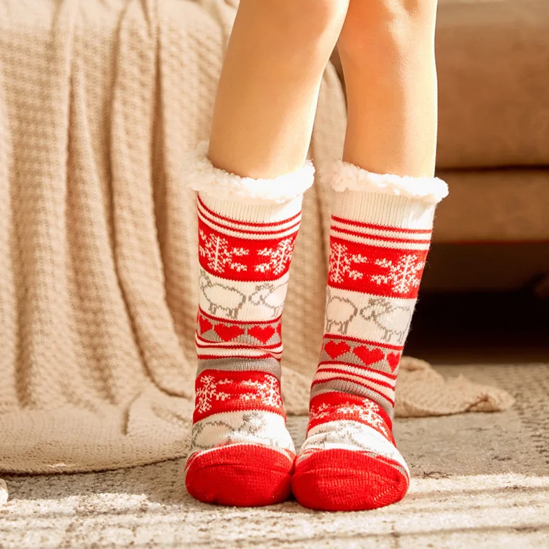 Cute Elk Cartoon Ladies Socks Winter Thick Warm Floor Socks Soft Breathable Sleep Socks New Year Exquisite Gift Christmas Sock