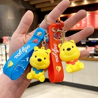 disney cute winnie the pooh key ring for woman bag car pendant cartoon lovers style winnie the pooh keychains lovers gifts