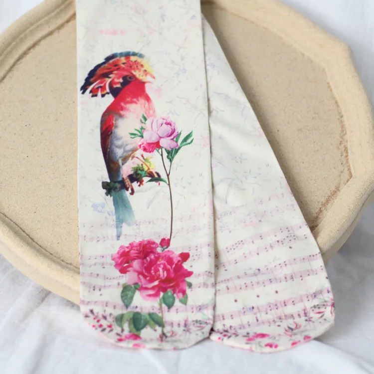 Женские бархатные колготки с принтом цветов и птиц в стиле ретро 80D оптовая