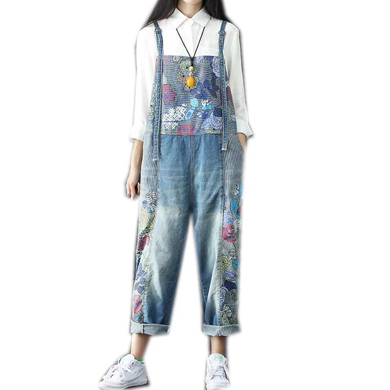 Женский джинсовый комбинезон на подтяжках свободный милый повседневный