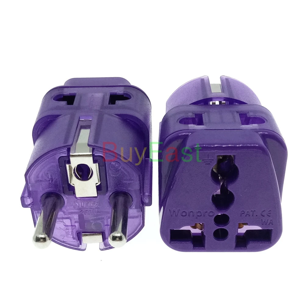 (Упаковка 3) 2 в 1 Универсальный Schuko EU Электрический штекер Адаптер мульти выход AC100