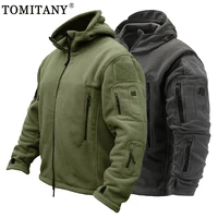 mens jacket outdoor military multi pocket soft shell polar fleece man windproof warm thicken hooded tactical coats outerwear