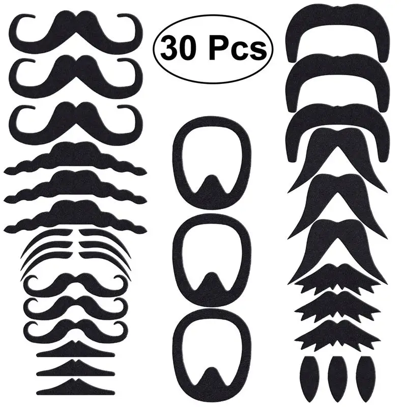 30 Pcs Fake Mustaches Novelty Realistic Self Adhesive Mustaches for Costume Masquerade Party Performance(Black)