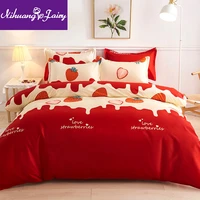 thickened four piece cotton 100 cotton quilt cover sheet double student dormitory twill sanding household three piece