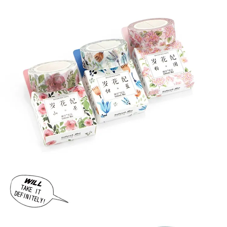 

Romantic Floral Paper Washi Tape 15mm*7m Flowers Masking Tapes Decorative Stickers DIY Stationery School Supplies stationery