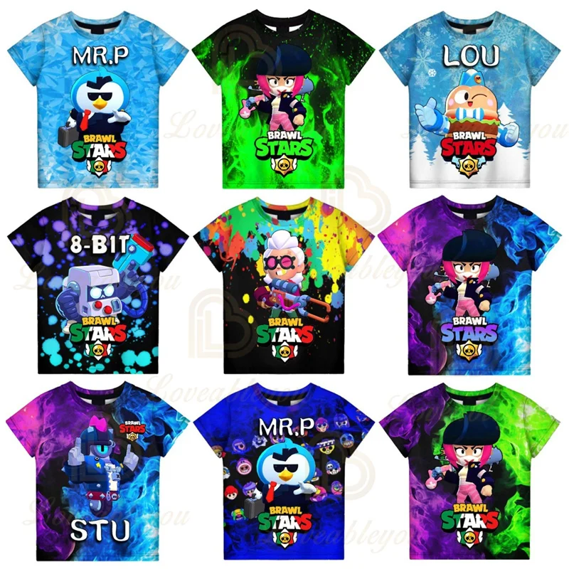 

Sandy Cartoon Children's T-shirt Shooter Mr.P Crow Leon 8-Bit 3D T-shirt Baby Clothing Shirts Kids Tops 2021 Boys Girls