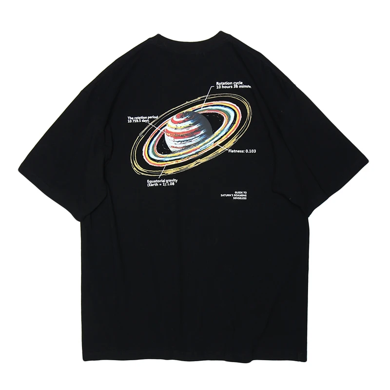 Мужская футболка в стиле хип-хоп уличная Футболка с принтом планеты Сатурн