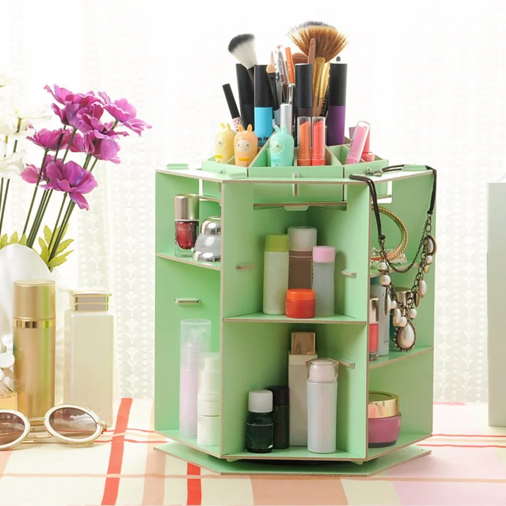 2018 топ продаж Деревянный вращающийся на 360 градусов Макияж Косметика Коробка для