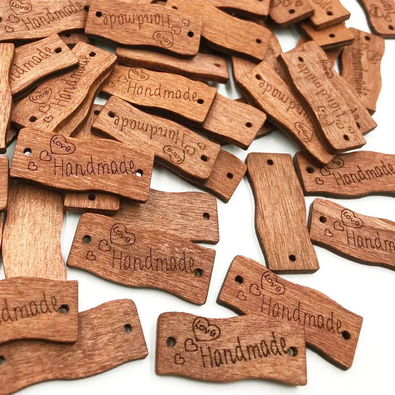 

50Pcs Hot Selling Handmade Wood buttons Applique DIY Craft sewing 10*30mm