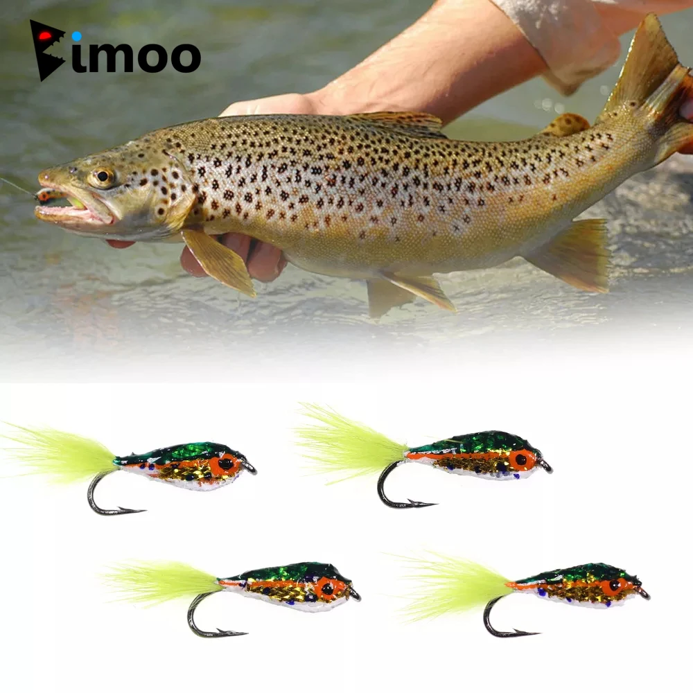 Bimoo 2 шт. Радужная Форель эпоксидный корпус Minnows Мушки для ловли нахлыстом Стример