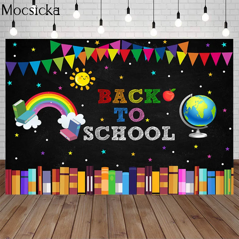 

Снова в школу вечерние фон книги Глобус украшения студентов портретный Фон тканевый фон для фотосессии реквизит