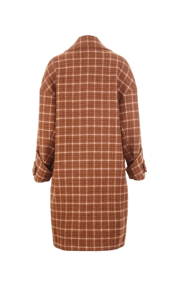 Vero Moda зимнее клетчатое длинное шерстяное пальто с лацканами | 318327551