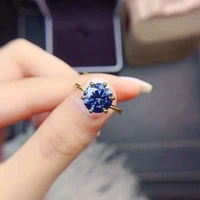 blue moissanite beautiful thread ring 925 sterling silver diamond ring fashion jewelry for rings for women