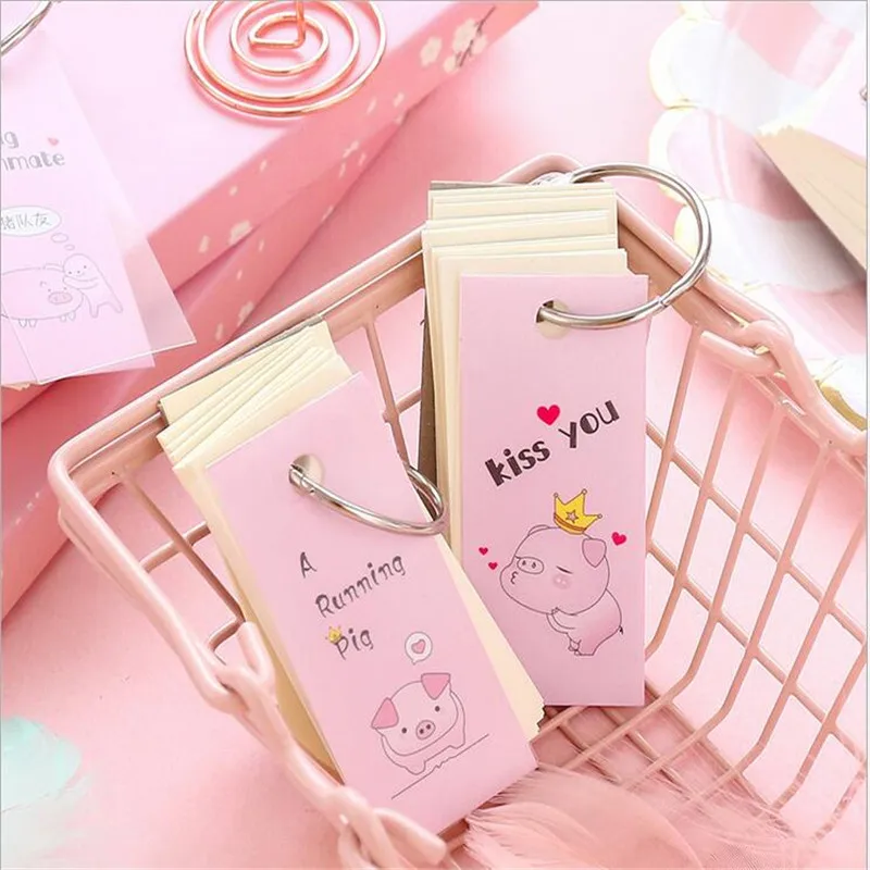 1pcs= 100 sheets thick iron ring notebook loose-leaf portable cute Cute blank message note pad paper small book | Канцтовары для
