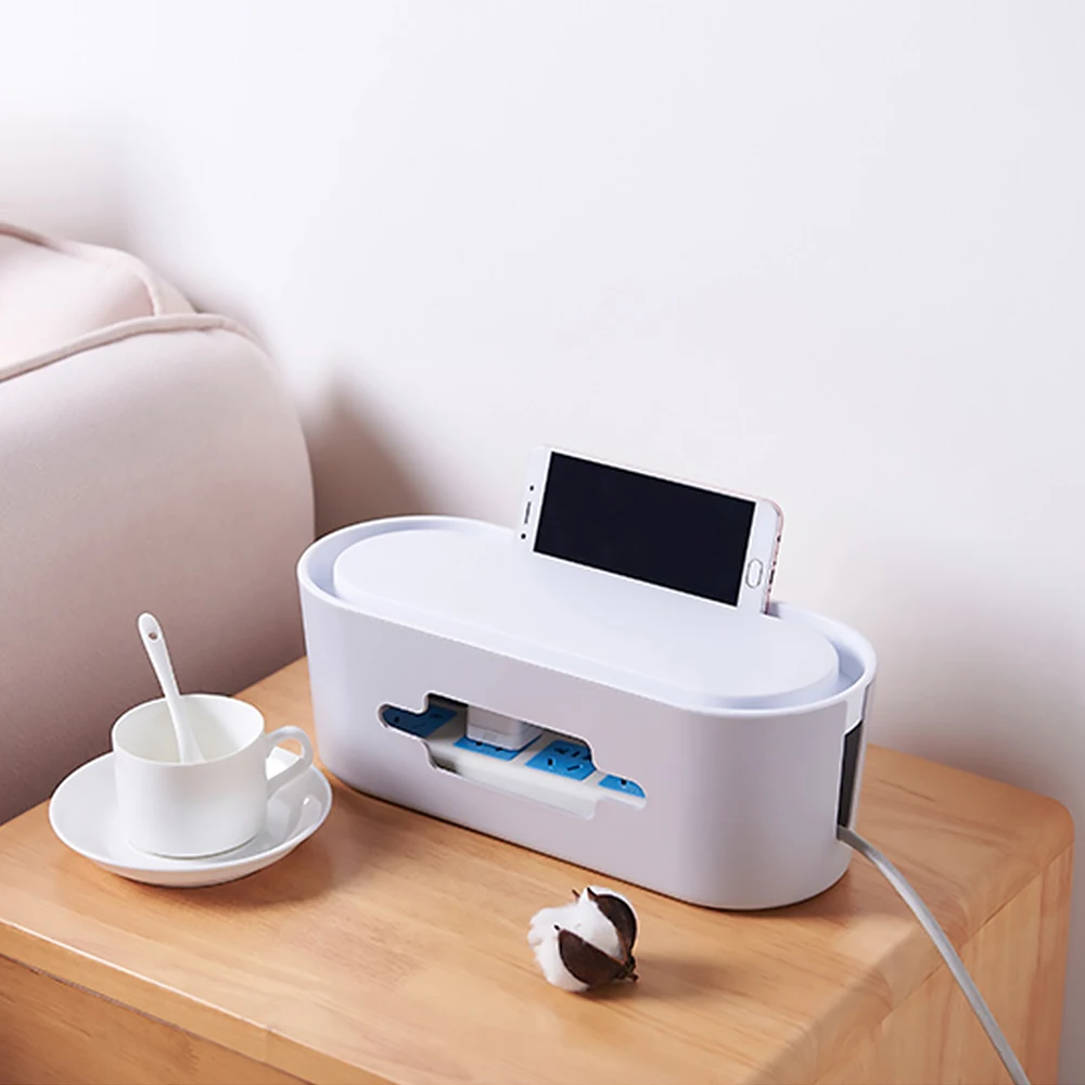 

Extension Storage Box Extension Plug Cable Organizer Hand Phone Holder Network Line Storage Bin Charger Wire Management 2