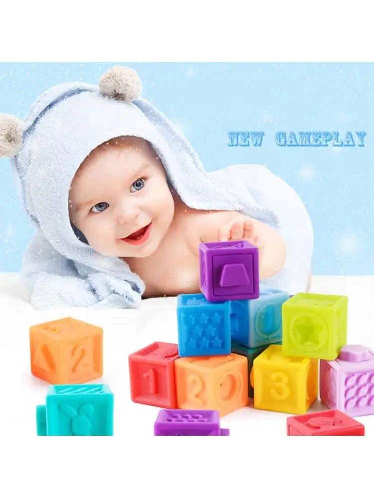 

Baby Vinyl Squeeze Blocks Parent-child Interactive Game Enlightenment Early Education Bathing Toy Infant Gift