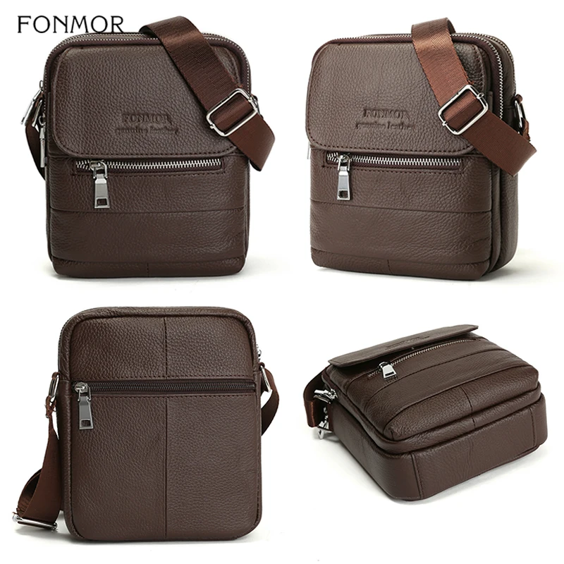 Сумка мессенджер Fonmor мужская из натуральной кожи модный саквояж на ремне через