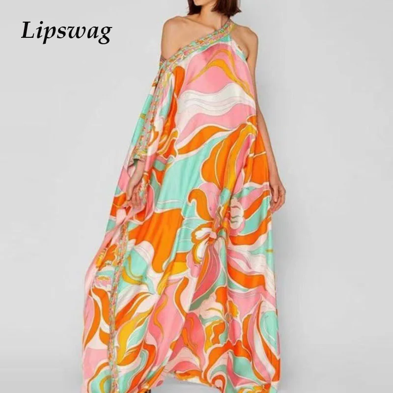 

2021 Summer Elegant Floral Print Loose Long Party Dress Women Casual V-Neck Maxy Dresses Ladies Sexy Split Holiday Dress Vestido