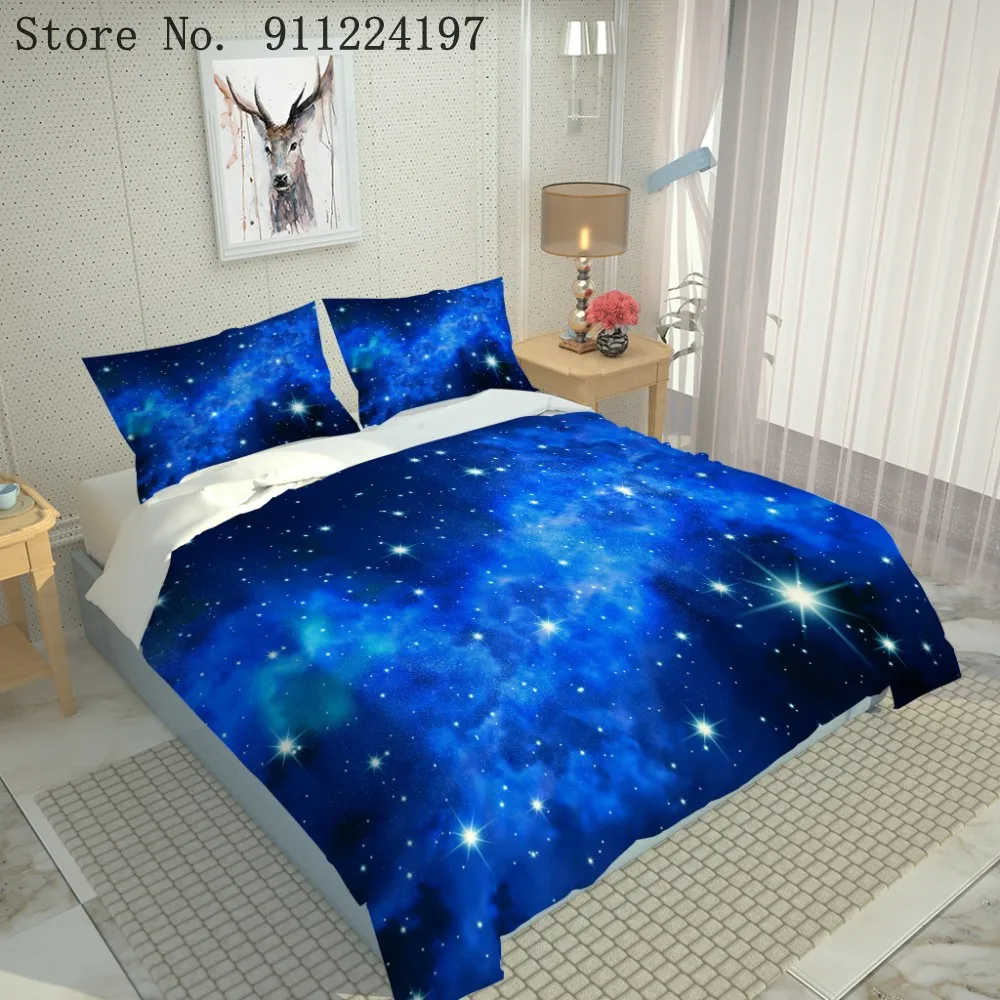 2/3 шт. домашний текстиль синее звездное небо пододеяльник 3D печати простыней