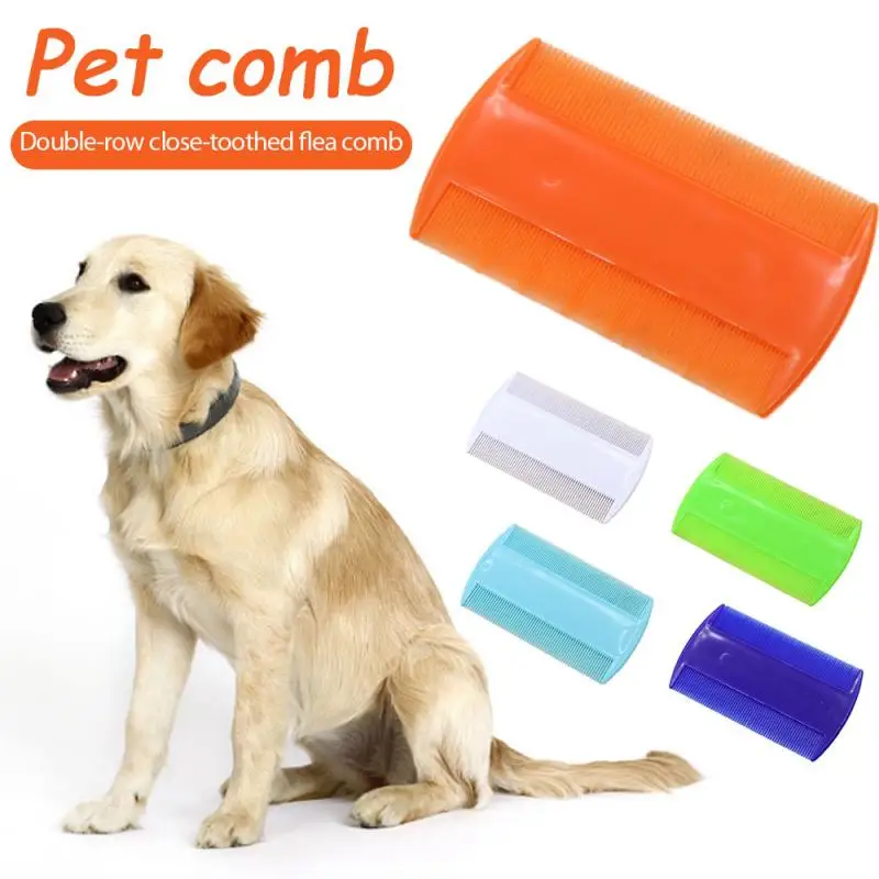 

1Pc 5 Colors Pet Remove Flea Comb Plastic Double-sided Dense-toothed Grate Lice Comb Household Pet Dog Cleaning Beauty Products