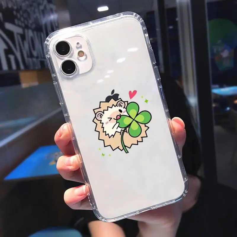 

Kawaii Hedgehog Heart Cute Phone Case Transparent for iPhone 11 12 mini pro XS MAX 8 7 6 6S Plus X 5S SE 2020 XR