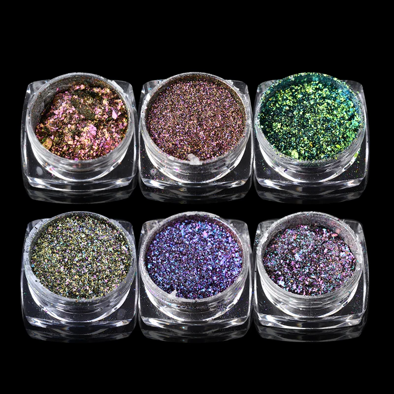 

0.2g/box Laser Chameleonpigment Holo Nail Flakes Magic Mirror 2 Effects Holographic Powder Nail Glitters Pigment Powder