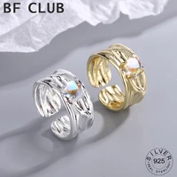 925 sterling silver open rings for women moonstone zircon new trendy elegant creative design irregular adjustable party jewelry