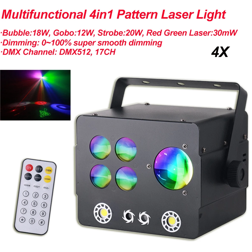 4 шт./лот многофункциональный в 1 лазерный луч стробоскоп проектор DMX 512
