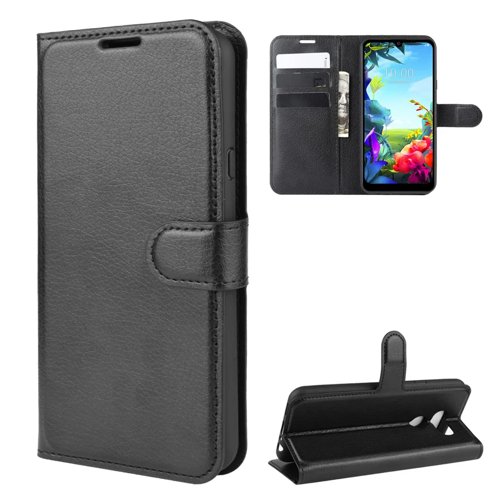 Чехол для LG K40S мягкий силиконовый откидной бумажник кожаный чехол подставка