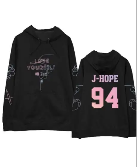 Kpop exo Bangtan/Свободная одежда с капюшоном и буквами для мальчиков, для мужчин и женщин, k-поп свитшоты - Цвет: J-HOPE
