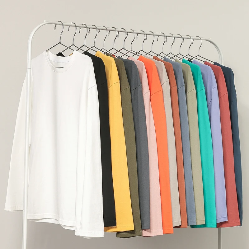 

KB 2021Men's T-shirt Solid Color Dress Up Man 100%Cotton T shirt Long sleeves Pure Color Men t shirt T-shirts For Male Tops